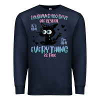 Navy i survived 100 days of school cat Premium Sweatshirt - MaliasSmallBusiness