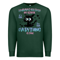 Sports Green i survived 100 days of school cat Premium Sweatshirt - MaliasSmallBusiness