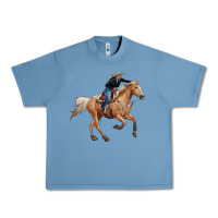 Pebble Blue horse body with cowgirl Urban Heavy Tee - RanaPortraitStore