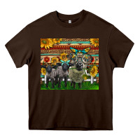 Chocolate Brown Western Cute Hampshire Sheep Family Heavy Core Tee - LillyAllenDesigns