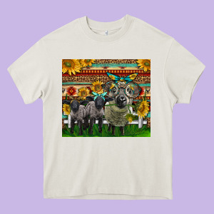 Western Cute Hampshire Sheep Family Heavy Core Tee Designed By Lillyallendesigns