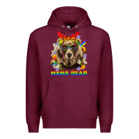 Burgundy Mama Bear Pride LGBTQ+ Premium Hoodie - BundleAndBundleShop