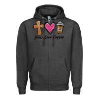 Charcoal Heather jesus love coffee Zipper Hoodie - Jasminsmagicworld