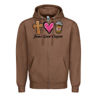 Chestnut jesus love coffee Zipper Hoodie - Jasminsmagicworld