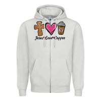 Dove Grey jesus love coffee Zipper Hoodie - Jasminsmagicworld