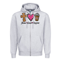Heather Grey jesus love coffee Zipper Hoodie - Jasminsmagicworld