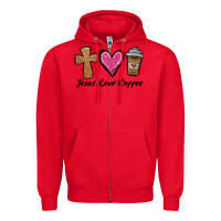 Red jesus love coffee Zipper Hoodie - Jasminsmagicworld