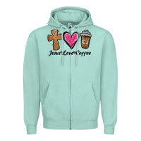 Seafoam jesus love coffee Zipper Hoodie - Jasminsmagicworld