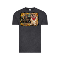 Vintage Black life is better with a bulldog Vintage Tee - RanaPortraitStore