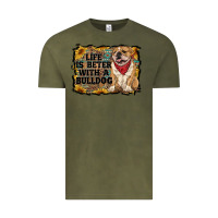 Vintage Olive life is better with a bulldog Vintage Tee - RanaPortraitStore