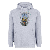 Heather Grey compass with mountain Heavyweight Hoodie - MaliasSmallBusiness
