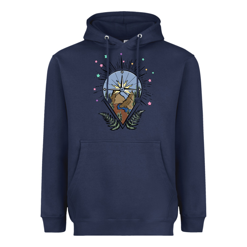 Compass With Mountain Heavyweight Hoodie by MaliasSmallBusiness | Teevron