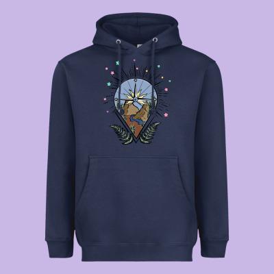 Compass With Mountain Heavyweight Hoodie Designed By Maliassmallbusiness