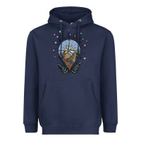 Navy compass with mountain Heavyweight Hoodie - MaliasSmallBusiness