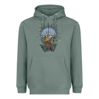 Sage compass with mountain Heavyweight Hoodie - MaliasSmallBusiness