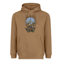 Toasted Coconut compass with mountain Heavyweight Hoodie - MaliasSmallBusiness