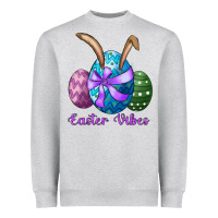 Heather Grey easter bunny ear eggs easter vibes Heavyweight Sweatshirt - RanaPortraitStore