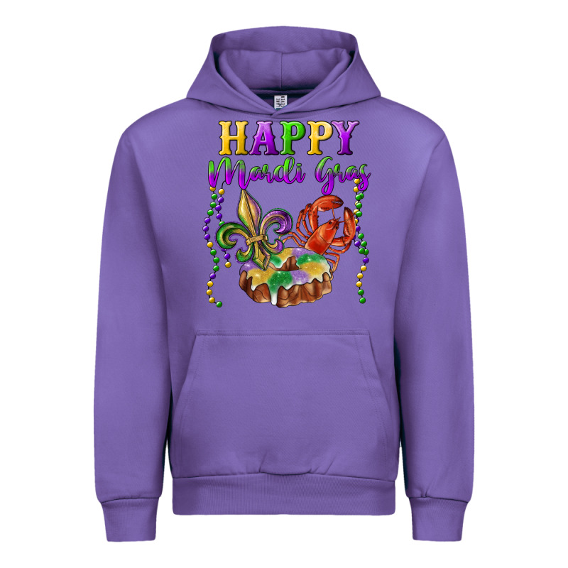 Happy Mardi Gras Fleur De Lis King Cake Crawfish Urban Hoodie by RanaPortraitStore | Teevron