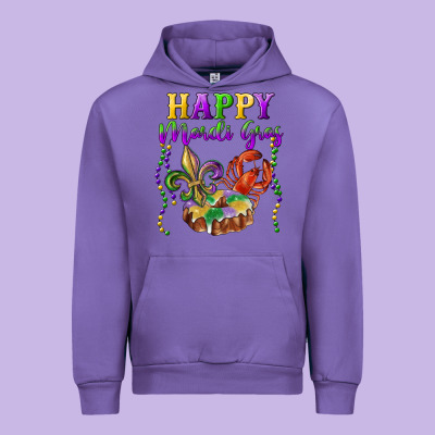 Happy Mardi Gras Fleur De Lis King Cake Crawfish Urban Hoodie Designed By Ranaportraitstore