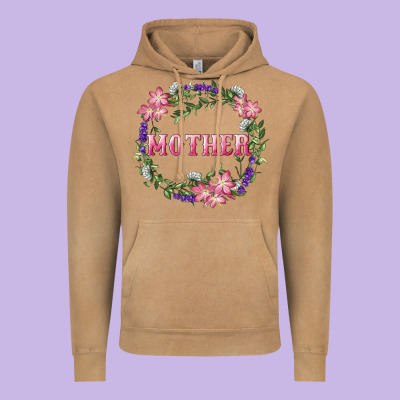 Vintage Hoodie Mother With Floral Wreath