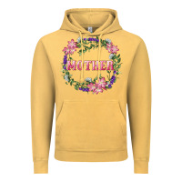 Vintage Mustard Mother With Floral Wreath Vintage Hoodie - RanaPortraitStore