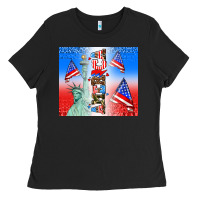 Black american flag  and america Ladies Tee - AdoDesignShop