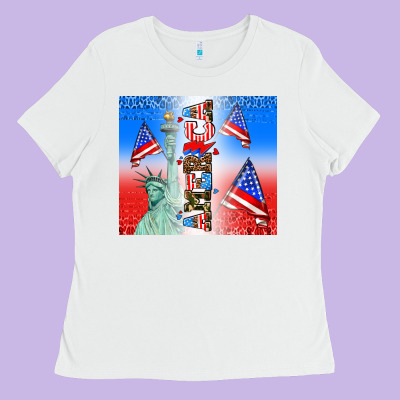 American Flag  And America Ladies Tee Designed By Adodesignshop