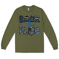 Army Green back the blue1 Long Sleeve Tee - CowhideDigitalArt