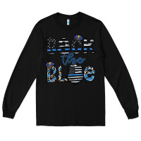 Black back the blue1 Long Sleeve Tee - CowhideDigitalArt