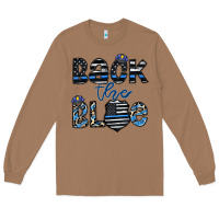 Toasted Coconut back the blue1 Long Sleeve Tee - CowhideDigitalArt