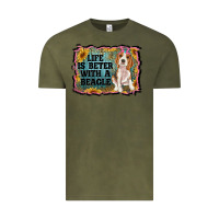 Vintage Olive life is better with a beagle Vintage Tee - RanaPortraitStore