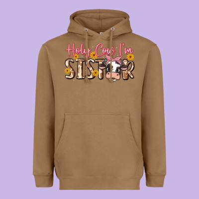 Holy Cow I'm Sister Heavyweight Hoodie Designed By Maliassmallbusiness