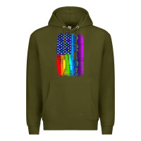 Army Green Pride LGBTQ+ American Flag Premium Hoodie - BundleAndBundleShop