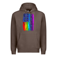Coffee Pride LGBTQ+ American Flag Premium Hoodie - BundleAndBundleShop