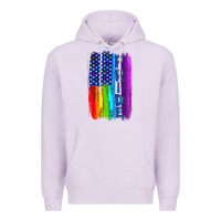 Lilac Pride LGBTQ+ American Flag Premium Hoodie - BundleAndBundleShop