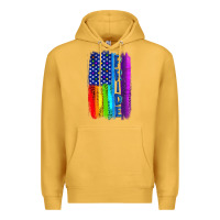 Mustard Pride LGBTQ+ American Flag Premium Hoodie - BundleAndBundleShop
