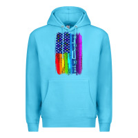 Ocean Blue Pride LGBTQ+ American Flag Premium Hoodie - BundleAndBundleShop