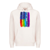 Pale Pink Pride LGBTQ+ American Flag Premium Hoodie - BundleAndBundleShop