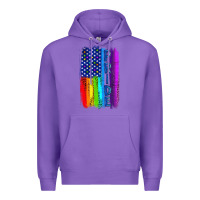 Purple Pride LGBTQ+ American Flag Premium Hoodie - BundleAndBundleShop