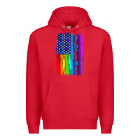 Red Pride LGBTQ+ American Flag Premium Hoodie - BundleAndBundleShop