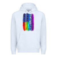 White Pride LGBTQ+ American Flag Premium Hoodie - BundleAndBundleShop