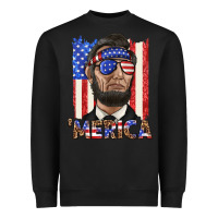 Black merica with lincoln Heavyweight Sweatshirt - texasbilliewilder