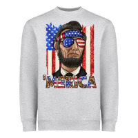 Heather Grey merica with lincoln Heavyweight Sweatshirt - texasbilliewilder