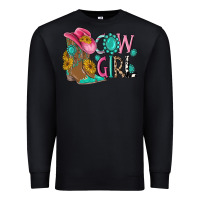 Black cow girl western boots Premium Sweatshirt - MaliasSmallBusiness