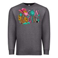 Charcoal Heather cow girl western boots Premium Sweatshirt - MaliasSmallBusiness
