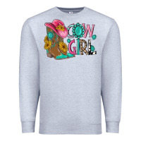 Heather Grey cow girl western boots Premium Sweatshirt - MaliasSmallBusiness