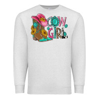 Oatmeal Heather cow girl western boots Premium Sweatshirt - MaliasSmallBusiness