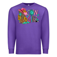 Purple cow girl western boots Premium Sweatshirt - MaliasSmallBusiness