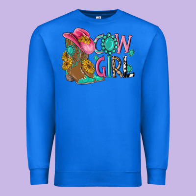 Cow Girl Western Boots Premium Sweatshirt Designed By Maliassmallbusiness