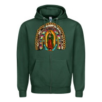 Sports Green our lady of Guadalupe rainbow Zipper Hoodie - JahusDesignShop